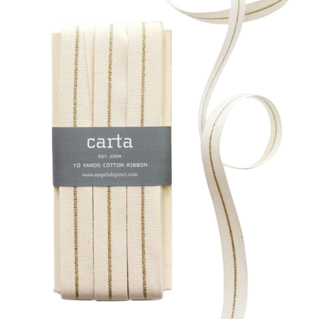 Cotton Ribbon with Metallic Stripe, Yozo Studio